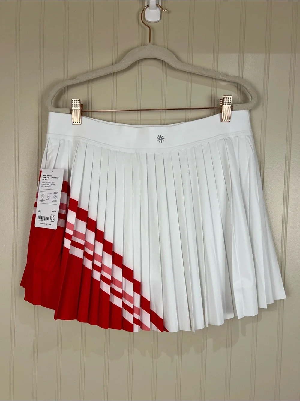NWT Athleta Match Point Pleated Colorblock Skort Red White Size Large - Picture 5 of 10